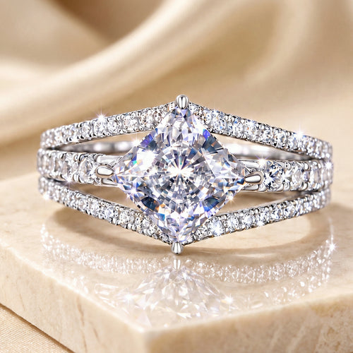 Mehrschichtiger Ring aus Platin mit synthetischen Diamanten
