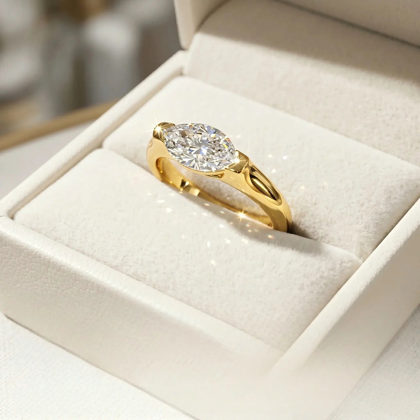 14-Karat-Ring mit Marquise-Schliff