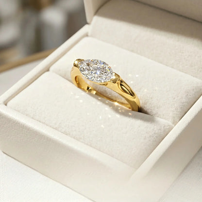 14-Karat-Ring mit Marquise-Schliff