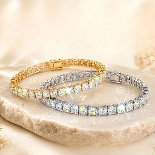 Funkelndes Tennisarmband mit quadratischen Diamanten
