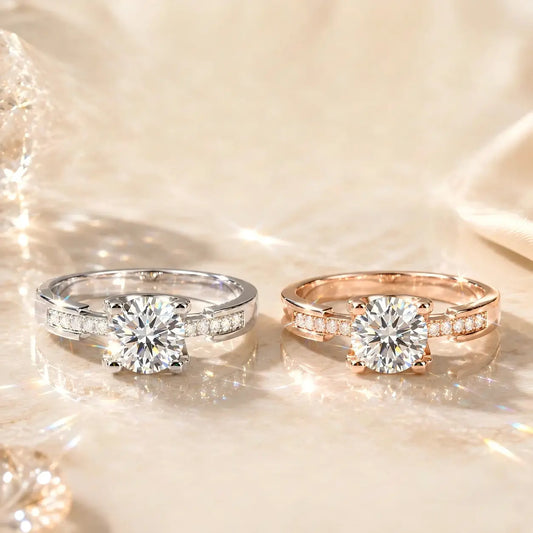 Klassischer Ring mit einem einzelnen Diamanten in Pavé-Fassung