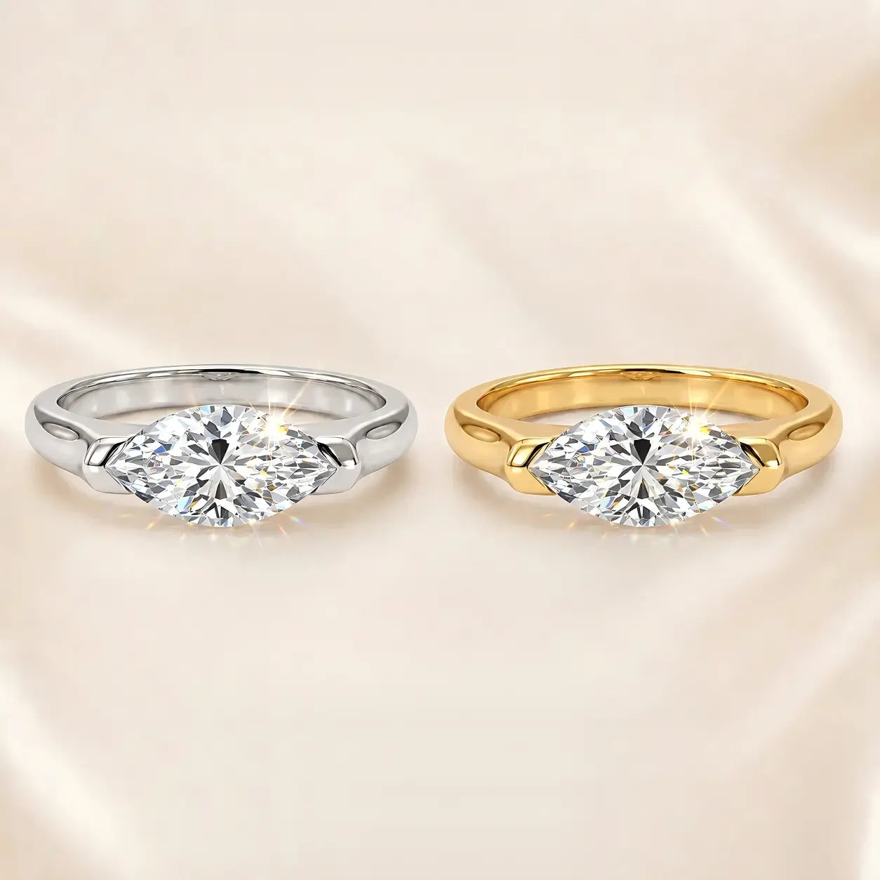 14-Karat-Ring mit Marquise-Schliff